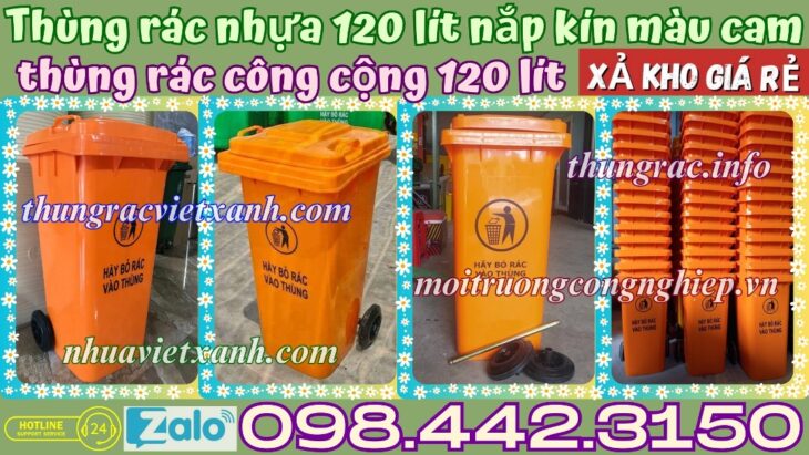 Thùng rác 120 lít màu cam – xả kho giá sốc