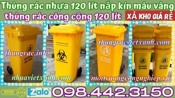 Thùng rác 120 lít màu vàng – xả kho giá sốc