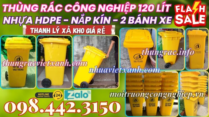 Thùng rác 120 lít màu vàng – xả kho giá sốc