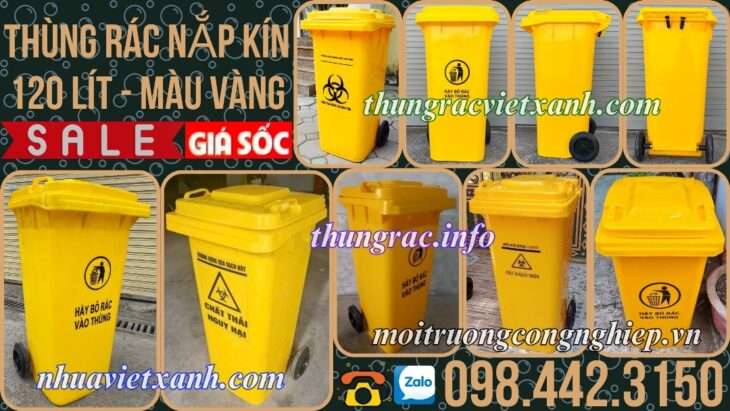 Thùng rác 120 lít màu vàng – xả kho giá sốc