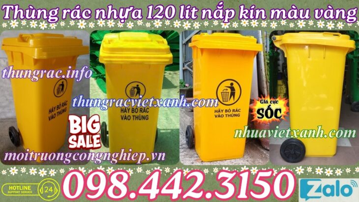 Thùng rác 120 lít màu vàng – xả kho giá sốc