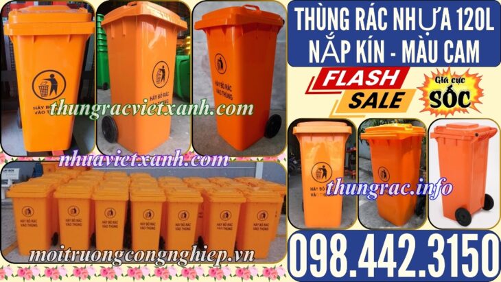 Thùng rác 120 lít màu cam – xả kho giá sốc