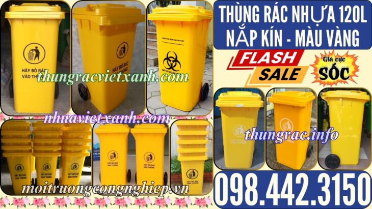 Thùng rác 120 lít màu vàng – xả kho giá sốc