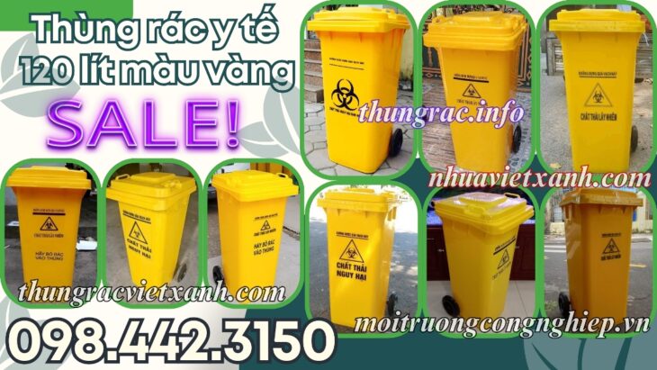 Thùng rác 120 lít màu vàng – xả kho giá sốc