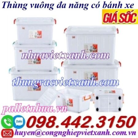 Thùng vuông đa năng có bánh xe