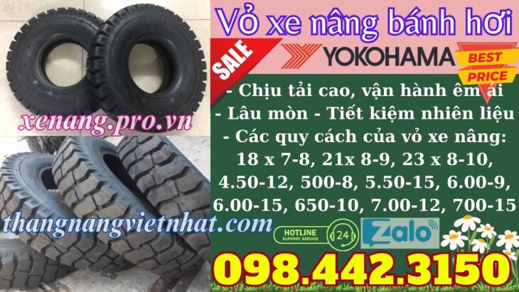 Vỏ xe nâng lốp hơi YOKOHAMA