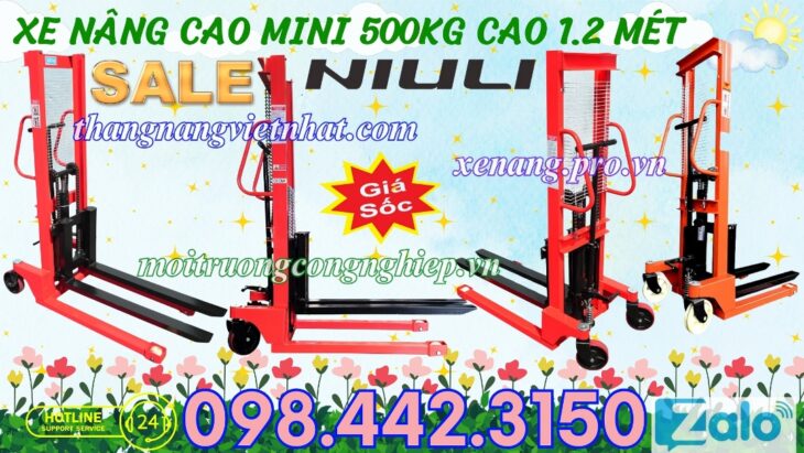 Xe nâng tay cao 1.2 mét tải trọng nâng 500kg