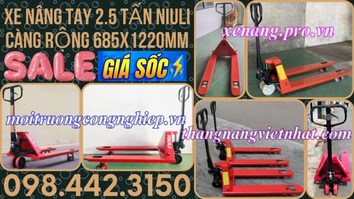 Xe nâng tay thấp 2.5 tấn càng rộng AC25M – NIULI