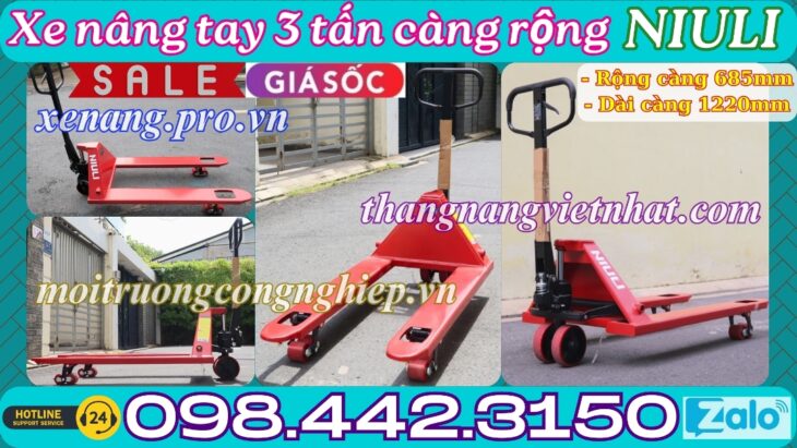 Xe nâng tay thấp 3 tấn càng rộng AC30M – NIULI