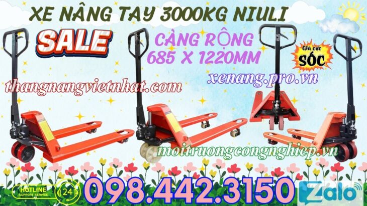 Xe nâng tay thấp 3 tấn càng rộng AC30M – NIULI