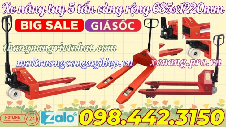 Xe nâng tay thấp 5 tấn càng rộng AC50M – NIULI
