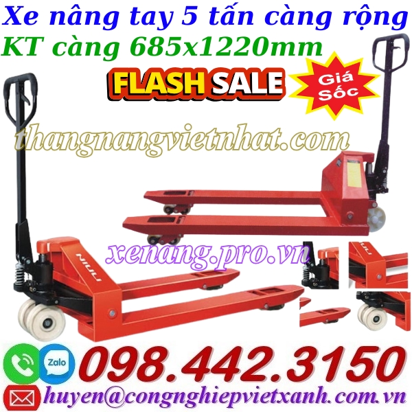 Xe nâng tay thấp 5 tấn càng rộng AC50M – NIULI