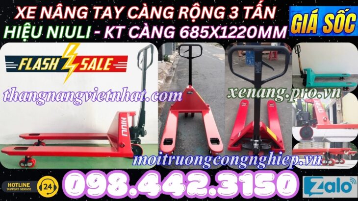Xe nâng tay thấp 3 tấn càng rộng AC30M – NIULI