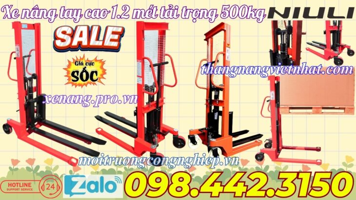 Xe nâng tay cao 1.2 mét tải trọng nâng 500kg