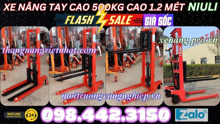 Xe nâng tay cao 1.2 mét tải trọng nâng 500kg