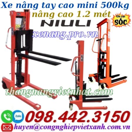 Xe nâng tay cao 1.2 mét tải trọng nâng 500kg