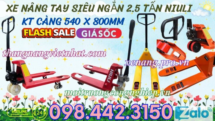 Xe nâng tay thấp càng siêu ngắn 800mm SD25 – NIULI