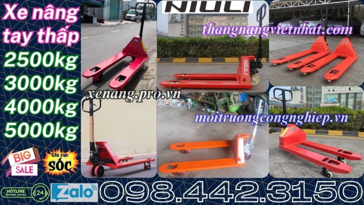 Xe nâng tay NIULI càng hẹp/càng rộng tải nâng 2.5 tấn – 3 tấn – 4 tấn – 5 tấn
