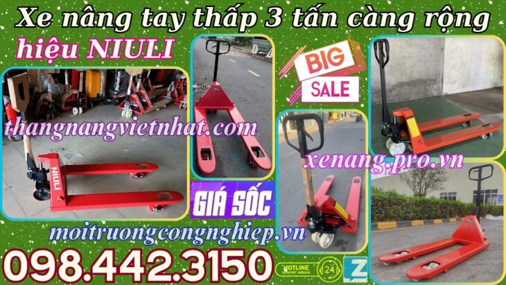 Xe nâng tay thấp 3 tấn càng rộng AC30M – NIULI