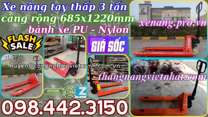 Xe nâng tay thấp 3 tấn càng rộng AC30M – NIULI