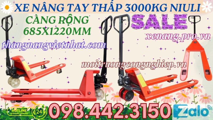 Xe nâng tay thấp 3 tấn càng rộng AC30M – NIULI