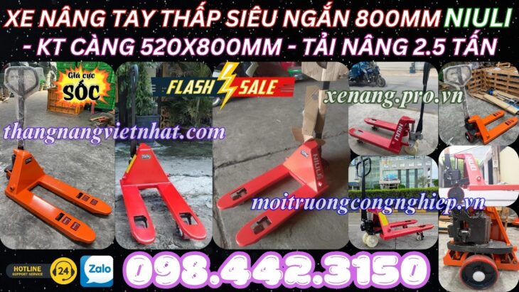 Xe nâng tay thấp càng siêu ngắn 800mm SD25 – NIULI