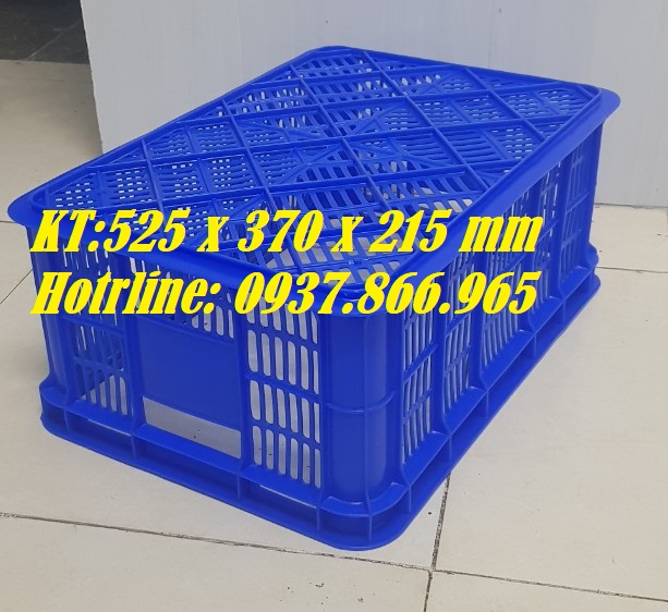 Sọt nhựa dùng trong cont lạnh, sóng nhựa nguyên sinh sọt nhựa 525 x 370 x 215 mm