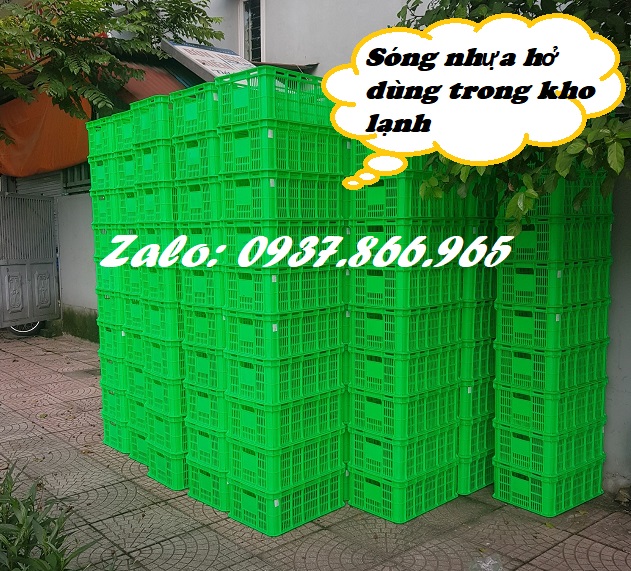 Sọt nhựa dùng trong cont lạnh, sóng nhựa nguyên sinh sọt nhựa 525 x 370 x 215 mm