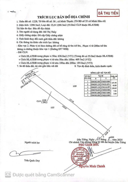 GẦN 4 SÀO ĐẤT (30x130m) – TÁCH SẴN 3 SỔ RIÊNG LIỀN KỀ – XÃ MINH HÒA – HUYỆN DẦU TIẾNG – TỈNH BÌNH