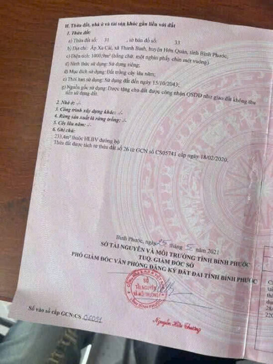 CHÍNH CHỦ CẦN BÁN ĐẤT ẤP XA CÁT, XÃ THANH BÌNH, HUYỆN HỚN QUẢN, BÌNH PHƯỚC
