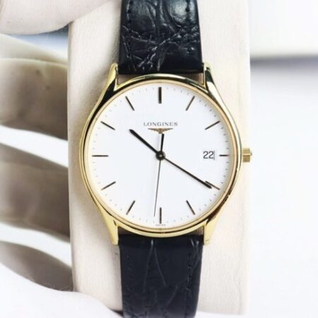 ĐH Nam Longines Lyre L4.759.2.12.2 Demi Vàng, mặt trắng kim & cọc số mạ vàng Size 35mm