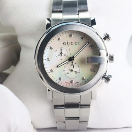 ĐH Nam Gucci 6 Kim Chronograph, mặt Xà Cừ, cọc số Kim Cương, bản dây thép chất đẹp…