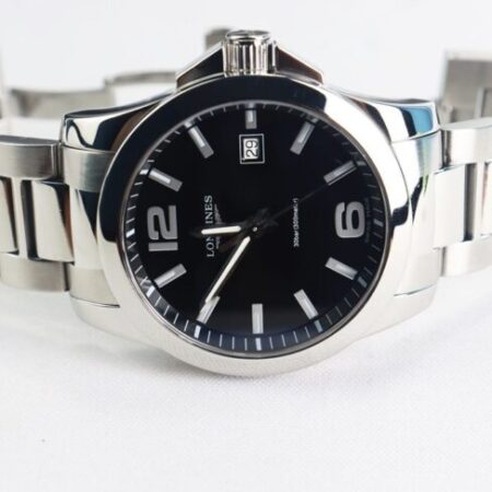 ĐH Nam : Longines Conquest – 3 kim mặt đen, bản dây thép siêu chất đep – Size 41mm…