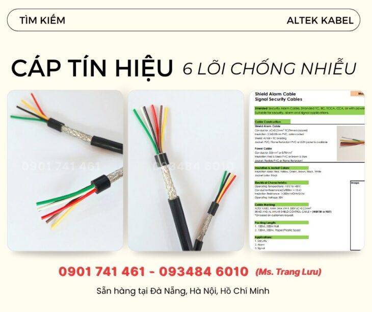 Cáp tín hiệu chống nhiễu 6 lõi Đà Nẵng, Quảng Ngãi, Huế, Quảng Nam