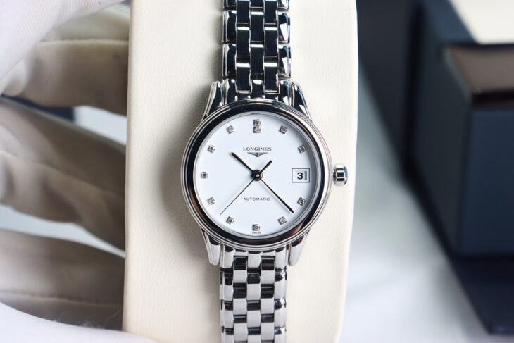 ĐH Nữ : Longines Flagship L4.274.4.27.6 Automatic, đính 12 viên Kim Cương – Fullbox.