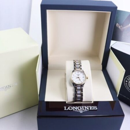 ĐH Nữ : Longines Master L2.128.5.77.7 Automatic niềng Vàng 18K Đính 12 viên Kim Cương