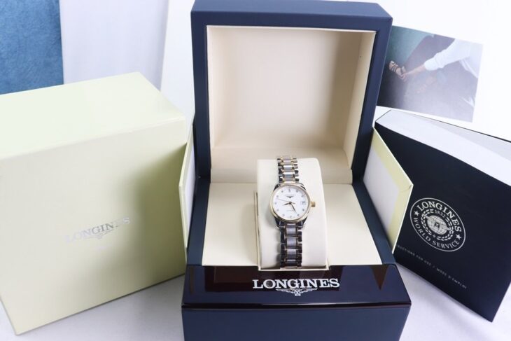 ĐH Nữ : Longines Master L2.128.5.77.7 Automatic niềng Vàng 18K Đính 12 viên Kim Cương