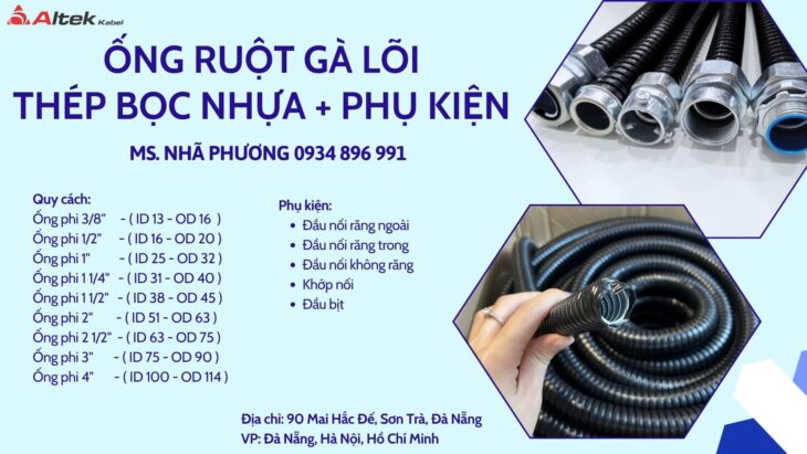 ỐNG RUỘT GÀ LÕI THÉP BỌC NHỰA & PHỤ KIỆN ALTEK KABEL – ĐÀ NẴNG, HÀ NỘI, HCM.