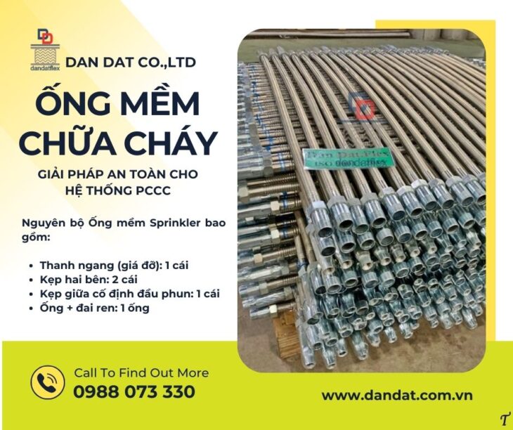 Ống mềm Sprinkler PCCC/ Ống mềm nối đầu Sprinkler/ Dây nối mềm inox cho Sprinkler/ Dây mềm chữa cháy