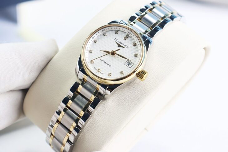 ĐH Nữ : Longines Master L2.128.5.77.7 Automatic niềng Vàng 18K Đính 12 viên Kim Cương