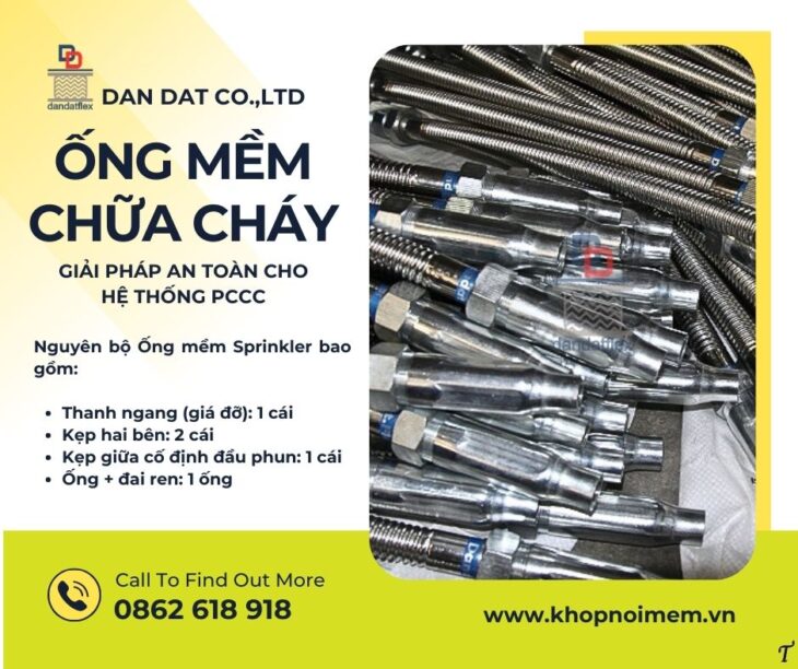Ống mềm Sprinkler PCCC/ Ống mềm nối đầu Sprinkler/ Dây nối mềm inox cho Sprinkler/ Dây mềm chữa cháy