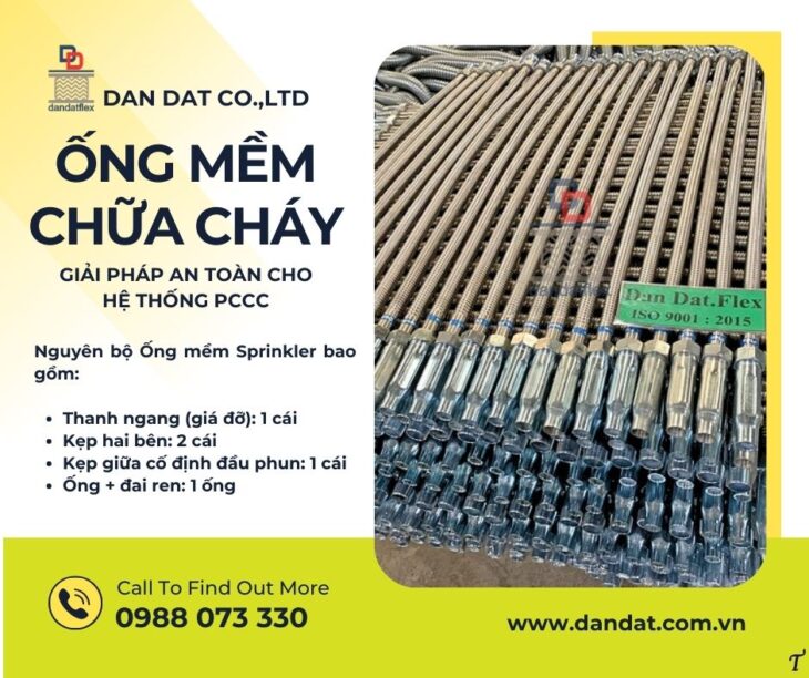 Ống mềm Sprinkler PCCC/ Ống mềm nối đầu Sprinkler/ Dây nối mềm inox cho Sprinkler/ Dây mềm chữa cháy