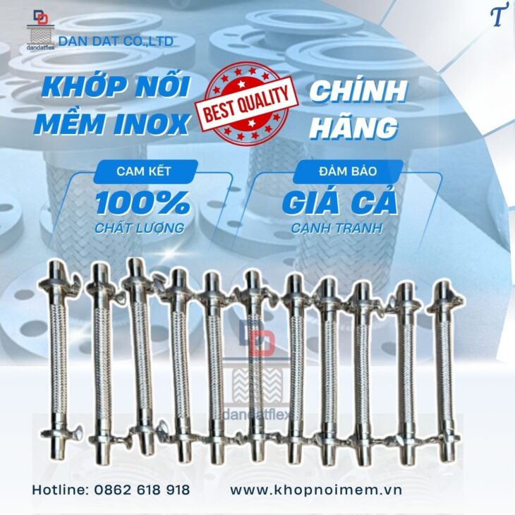 Khớp nối mềm nối ren/ Khớp nối mềm chống rung/ Khớp nối chống rung inox nối bích/ Khớp giảm rung