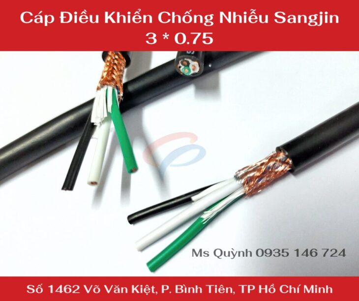 Cáp điều khiển chống nhiễu 3 * 0.75 mm Sangjin Hồ Chí Minh