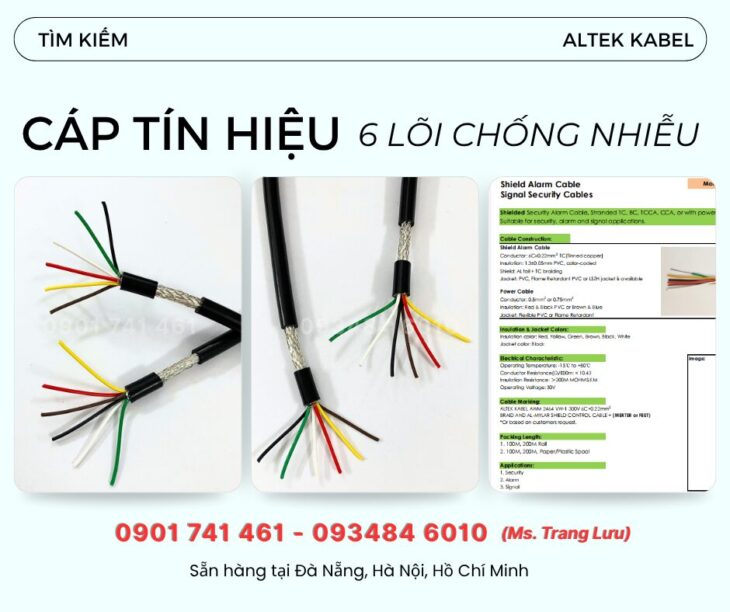 Cáp tín hiệu chống nhiễu 6 lõi Đà Nẵng, Quảng Ngãi, Huế, Quảng Nam