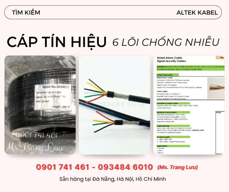 Cáp tín hiệu chống nhiễu 6 lõi Đà Nẵng, Quảng Ngãi, Huế, Quảng Nam