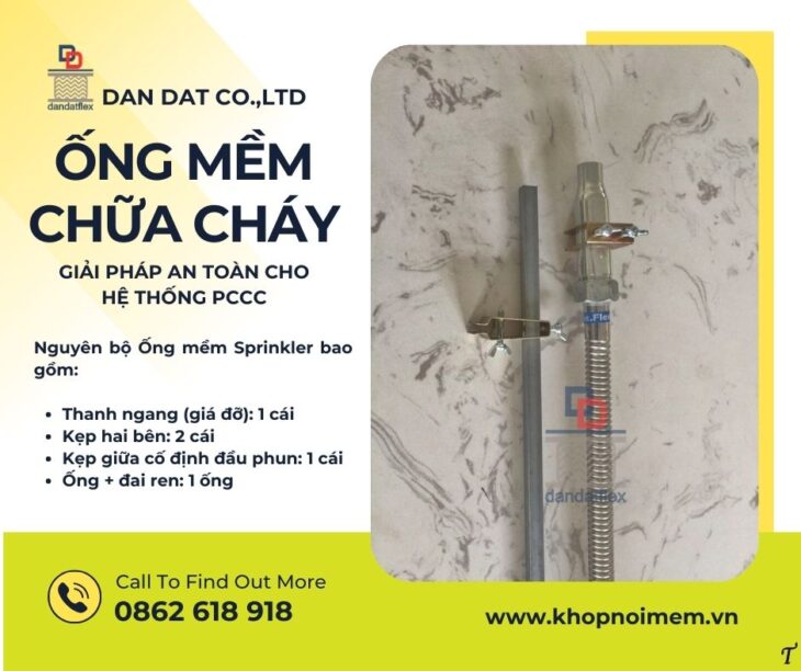 Ống mềm Sprinkler PCCC/ Ống mềm nối đầu Sprinkler/ Dây nối mềm inox cho Sprinkler/ Dây mềm chữa cháy
