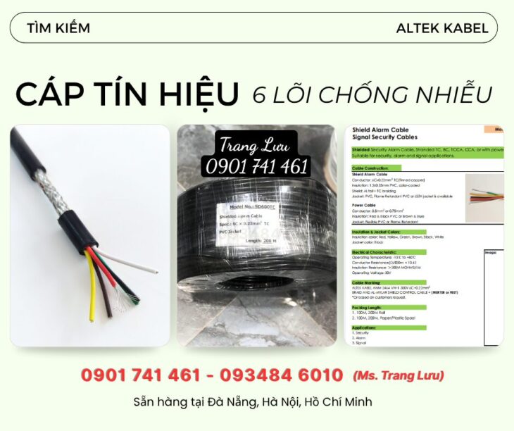 Cáp tín hiệu chống nhiễu 6 lõi Đà Nẵng, Quảng Ngãi, Huế, Quảng Nam
