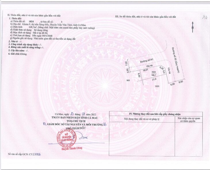 Bán đất tại Thị trấn Sông Đốc, Trần Văn Thời, Cà Mau, 168.7m2, giá sốc