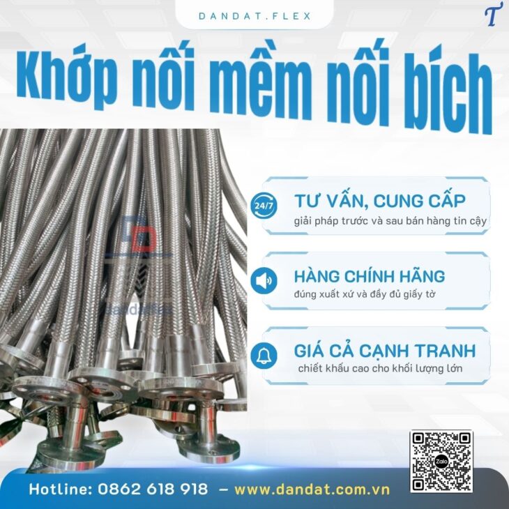 Khớp nối mềm nối ren/ Khớp nối mềm chống rung/ Khớp nối chống rung inox nối bích/ Khớp giảm rung